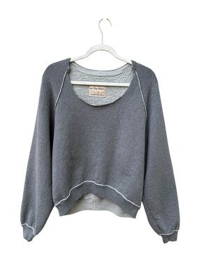 We The Free Gray Scoop Neck Pullover